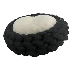 Jupiter Woven Knotted Braided Cat Bed, 16" L X 16" W X 5" H, Dark Grey PB-4